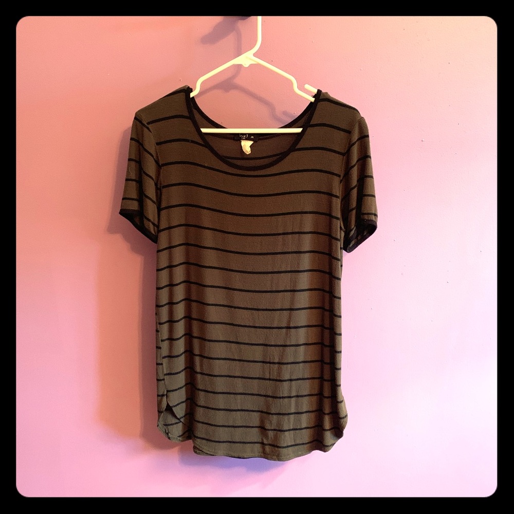 Green, black striped t-shirt